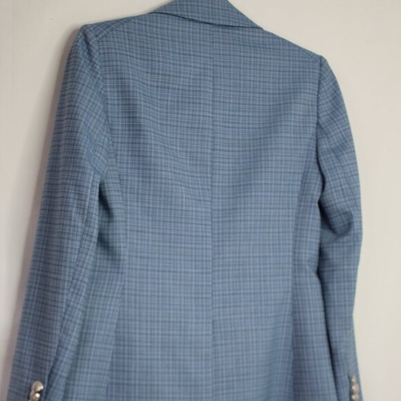 Veronica Beard Women's Blue Plaid Long and Lean Dickey Jacket Blazer Size 0 - Picture 10 of 15